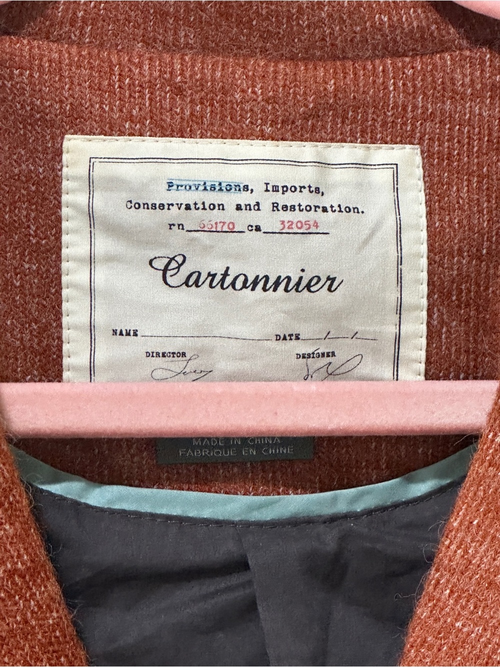 Cartonnier Women's Rust Orange Knit Blazer